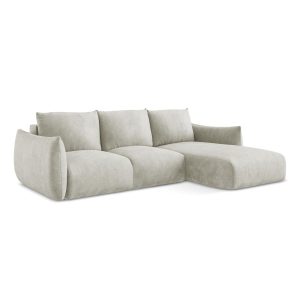 LaMiaSofa hoekbank rechts Savona – chenille stof – parel – 242x162x90