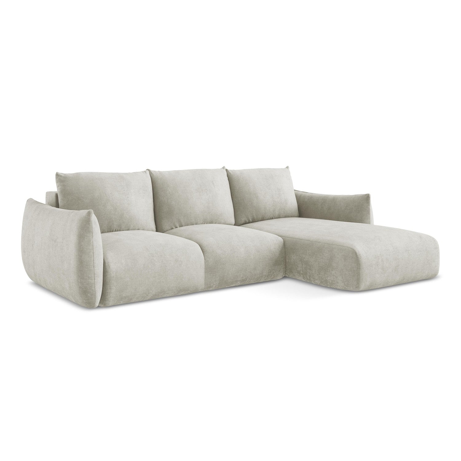 LaMiaSofa hoekbank rechts Savona - chenille stof - parel - 242x162x90