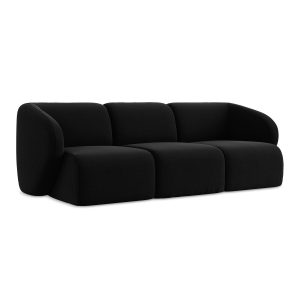 LaMiaSofa 3-zits bank Cervo – velours – zwart – 244x94x75