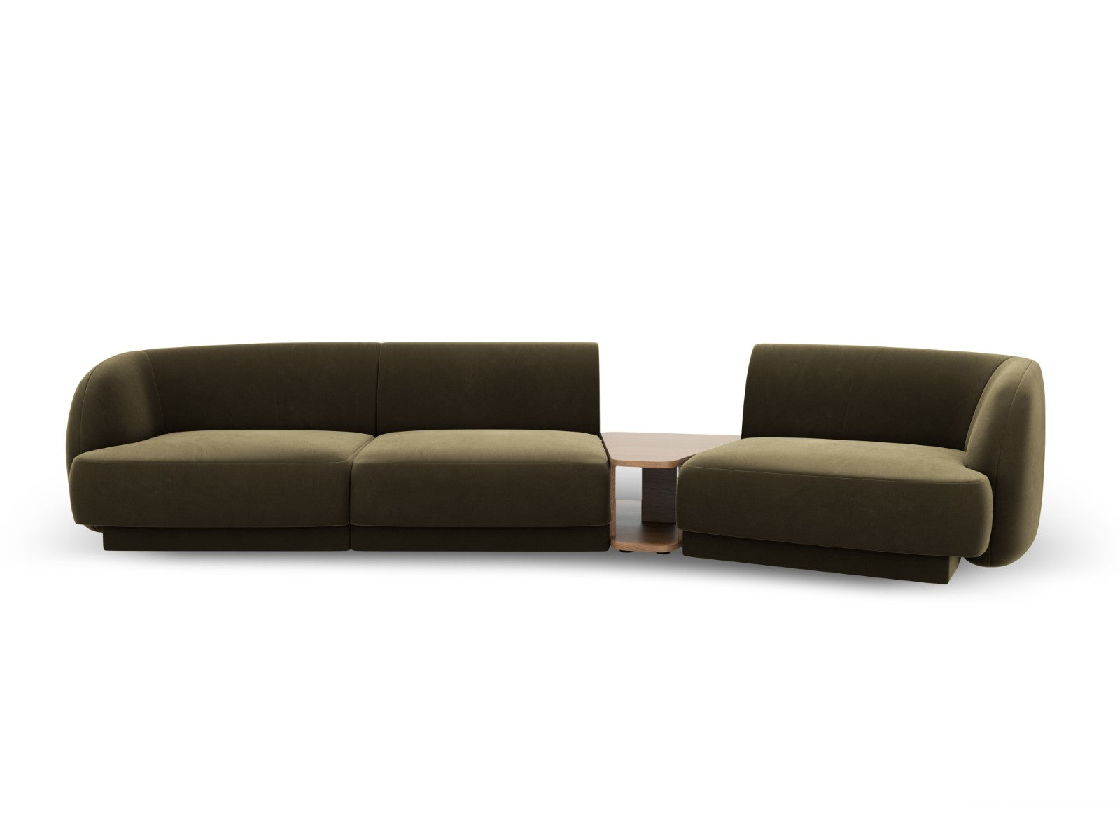 Micadoni Rechte modulaire bank Miley 3-zits, flueel, groente - 126x303