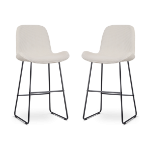 Nolon Nino-Fé barkruk rib crème – zwart onderstel – 75 cm – set van 2