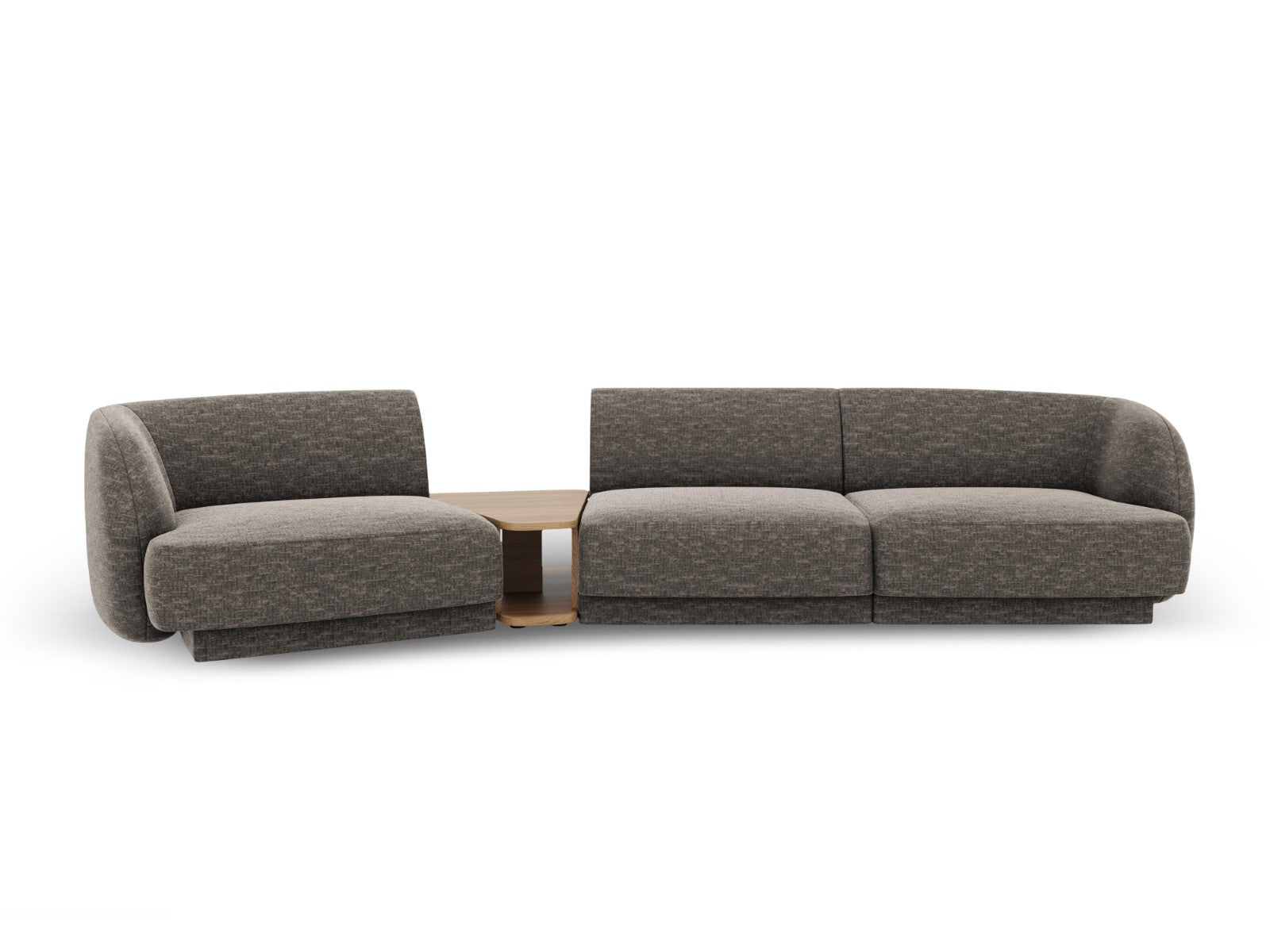 Micadoni linker modulaire bank Miley 3-zits, chenille, grijs - 126x303