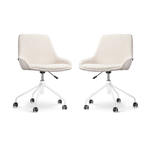 Nolon Nout-Isa Bureaustoelen Set van 2 – Bouclé Beige – Wit Nolon Nout-Isa Bureaustoelen Set van 2 – Bouclé Beige – Wit
