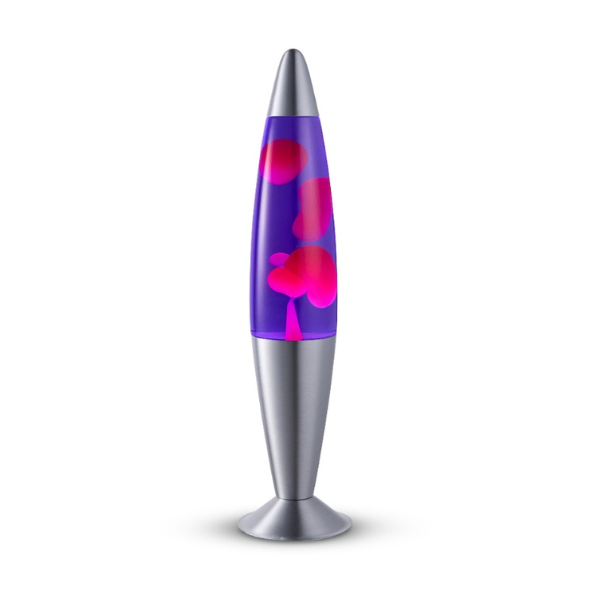 Lighto lavalamp zilver – paarse vloeistof met roze lava