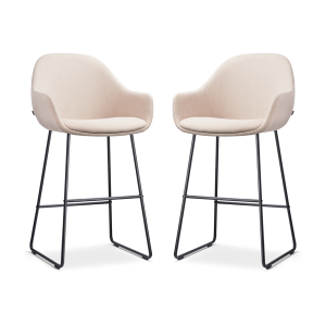 Nolon Nino-Mae Barkrukken Set van 2 – Beige – Zwart – 65 cm