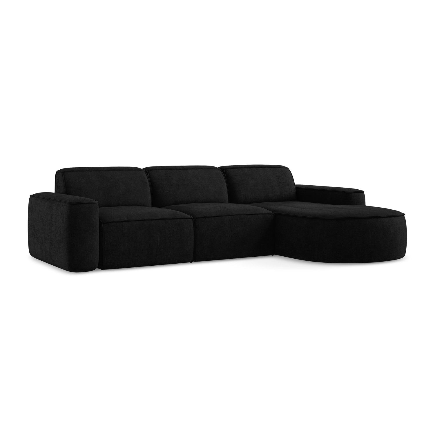 LaMiaSofa hoekbank rechts Melissa - chenille stof - zwart - 284x166x70