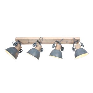 Mexlite spot gearwood – 4 lichts – 80x 17 cm – grijs Mexlite spot gearwood – 4 lichts – 80x 17 cm – grijs