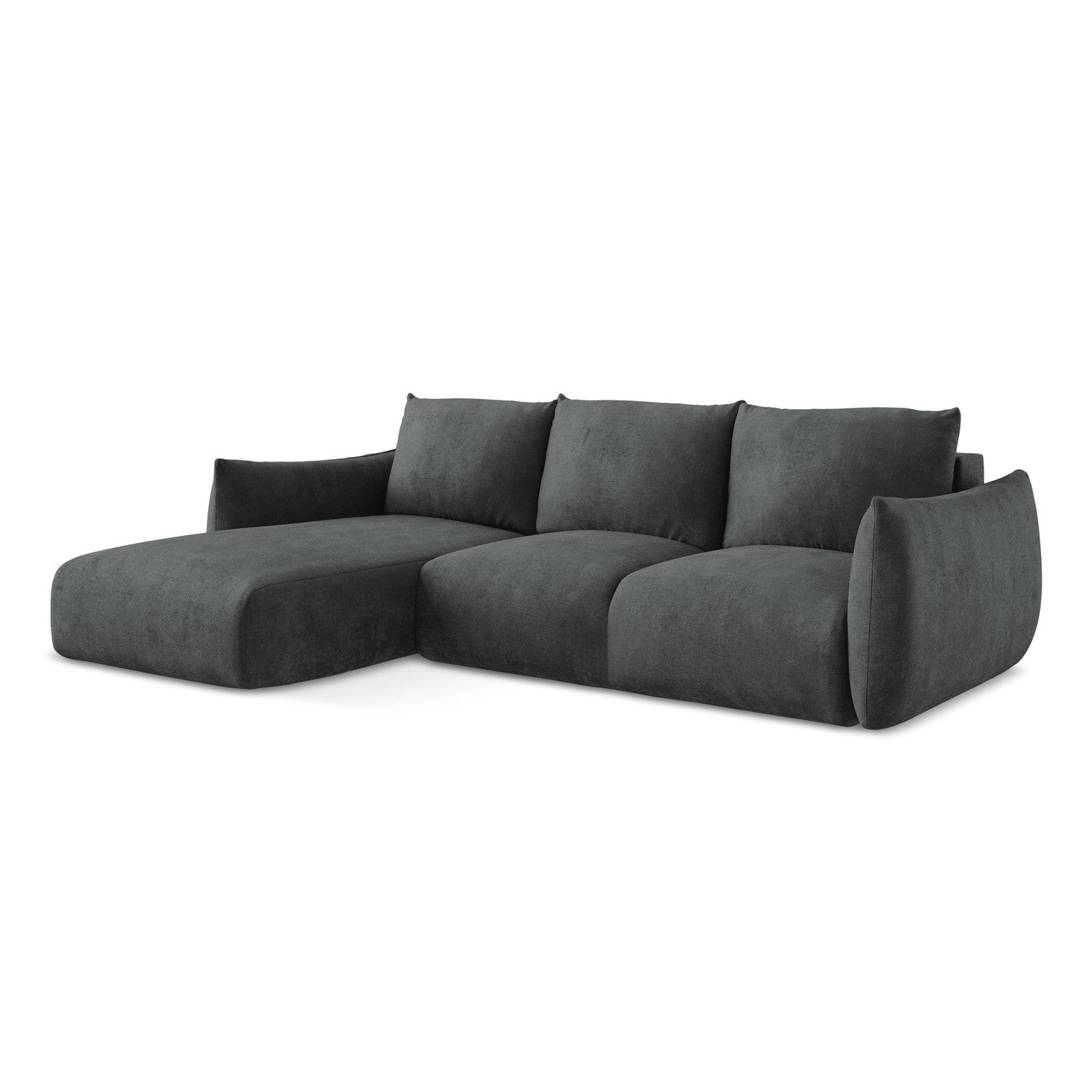 LaMiaSofa hoekbank links Savona - chenille stof - donkergrijs - 242x16