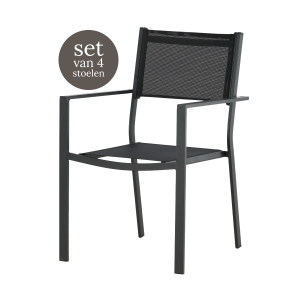 Nest outdoor Narda aluminium tuinstoel zwart – met armleuningen – set Nest outdoor Narda aluminium tuinstoel zwart – met armleuningen – set