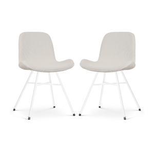 Nolon Noa-Fé Eetkamerstoelen Set van 2 – Rib Crème – Witte Poten Nolon Noa-Fé Eetkamerstoelen Set van 2 – Rib Crème – Witte Poten