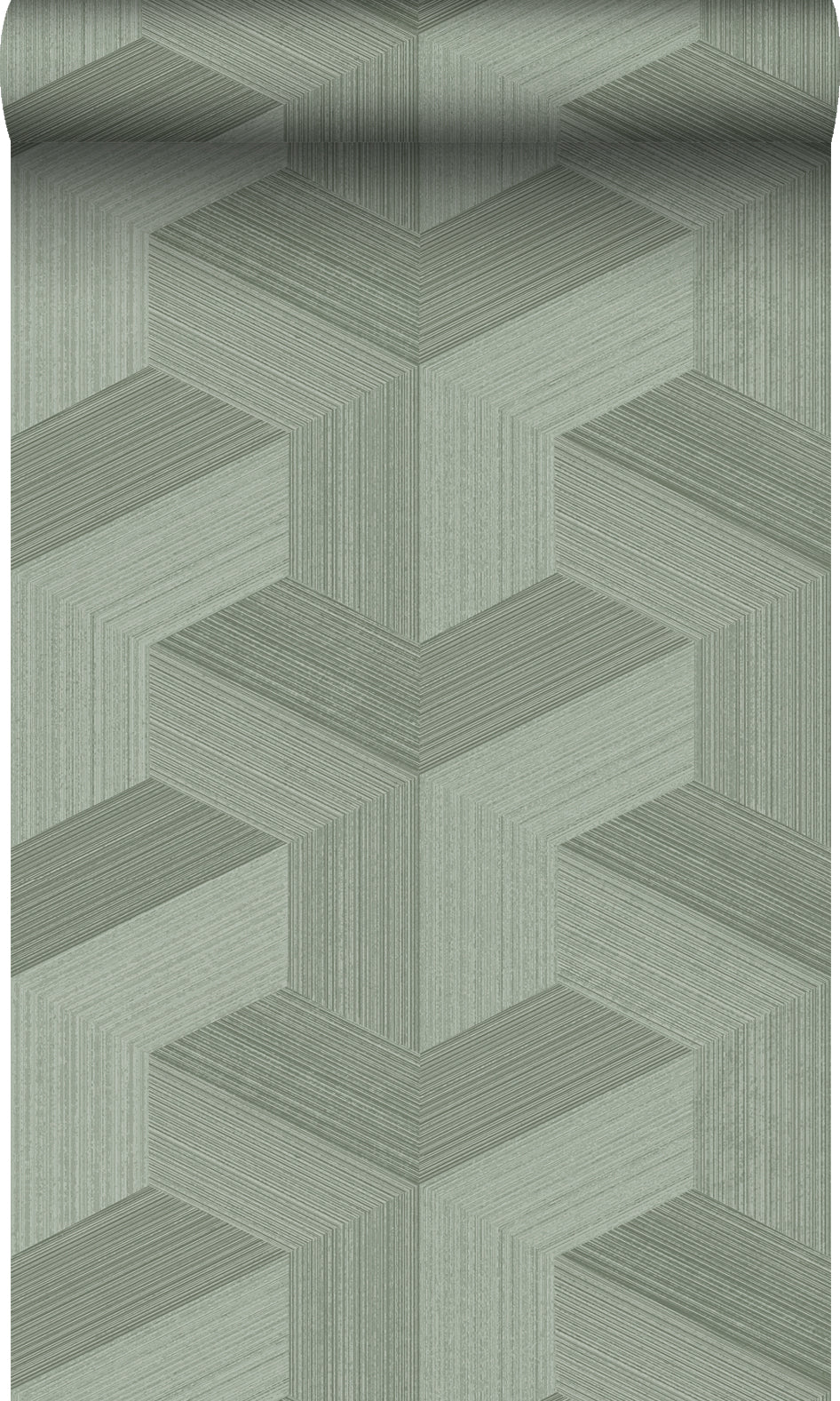 Origin Wallcoverings behang grafisch 3D motief vergrijsd groen - 53 cm
