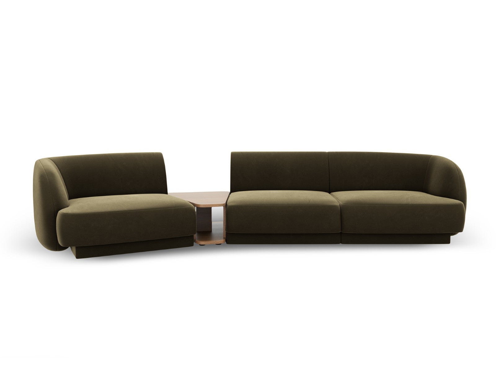 Micadoni linker modulaire bank Miley 3-zits, flueel, groente - 126x303