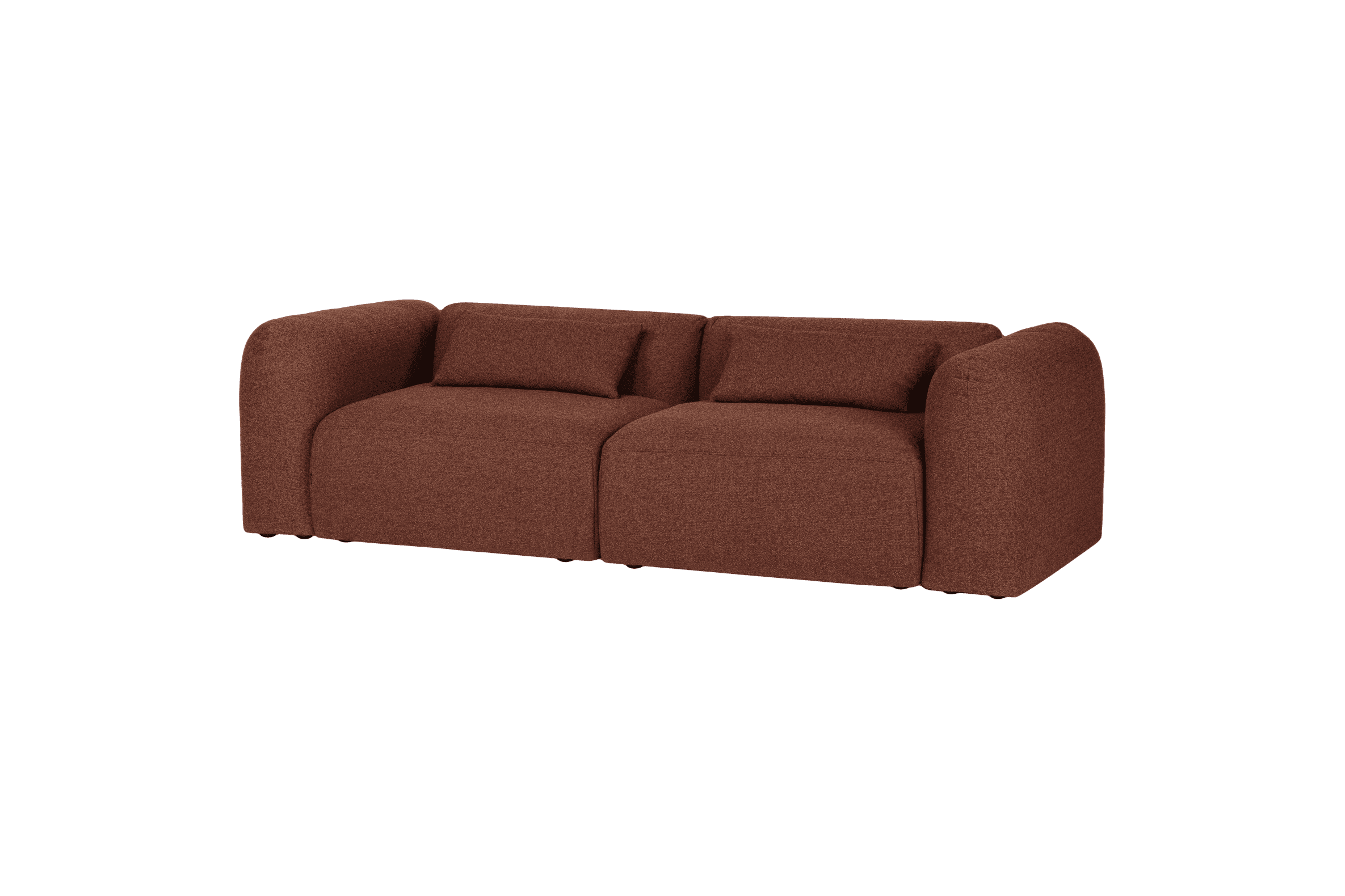 noo.ma Yaro 3-zitsbank - Brick Red bouclé, zachte zit, 263x99,5x69 cm