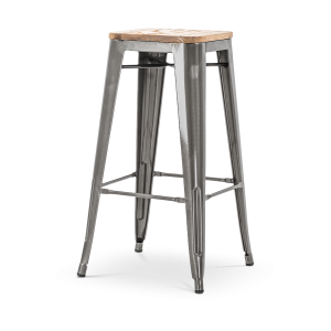 Legend Metalen barkruk industrieel metaal – met houten zitting – 77 cm Legend Metalen barkruk industrieel metaal – met houten zitting – 77 cm