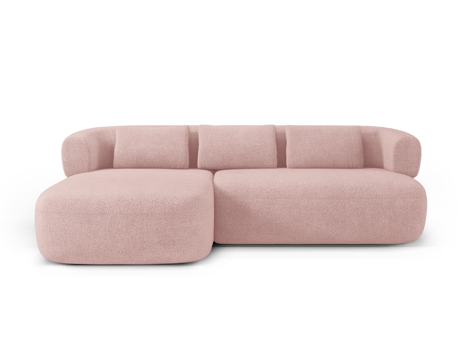 Micadoni linker hoekbank Jenny 5-zits, boucle poederroze - 145x225x73c