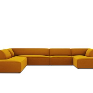 Micadoni Panoramische hoekbank links Ruby 7-zits, flueel, geel – 273×3 Micadoni Panoramische hoekbank links Ruby 7-zits, flueel, geel – 273×3