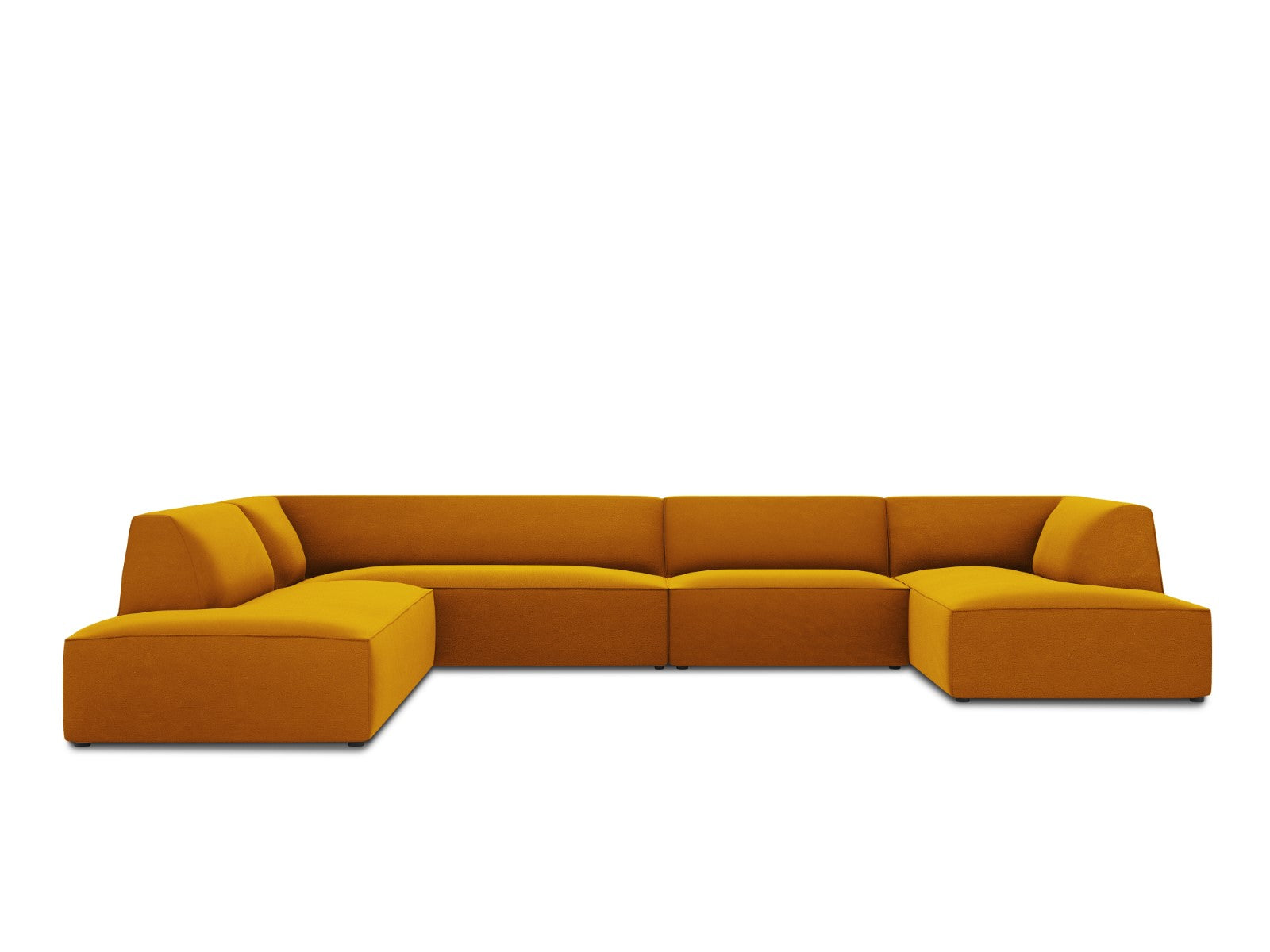 Micadoni Panoramische hoekbank links Ruby 7-zits, flueel, geel - 273x3