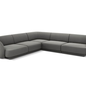 Micadoni Symmetrische hoekbank Miley 5-zits, flueel, lichtgrijs – 255x Micadoni Symmetrische hoekbank Miley 5-zits, flueel, lichtgrijs – 255x