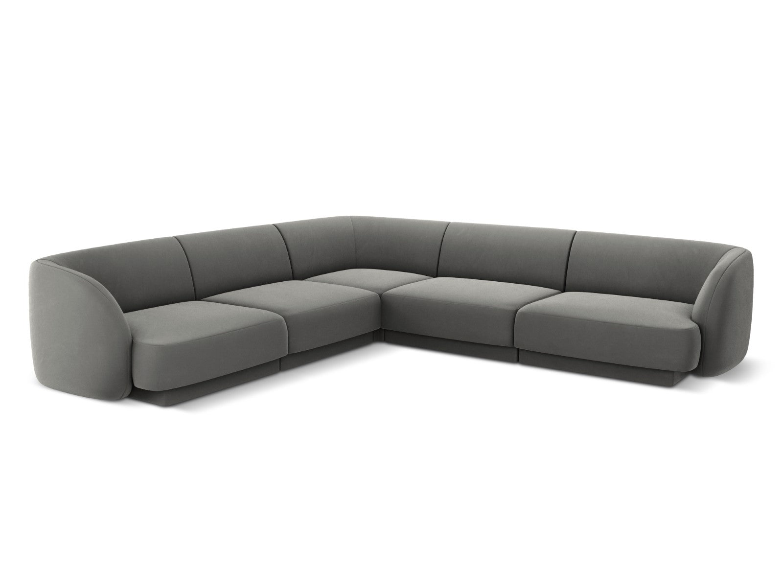 Micadoni Symmetrische hoekbank Miley 5-zits, flueel, lichtgrijs - 255x
