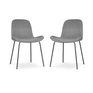 Nolon Nora-Fé Eetkamerstoelen Set van 2 – Velvet Grijs – Zwarte Poten Nolon Nora-Fé Eetkamerstoelen Set van 2 – Velvet Grijs – Zwarte Poten