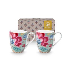 Pip Studio Mokken – Blooming Tales – Lichtblauw – 450ml – Set van 2 Pip Studio Mokken – Blooming Tales – Lichtblauw – 450ml – Set van 2