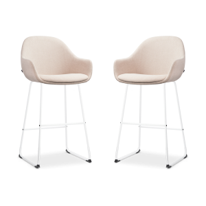 Nolon Nino-Mae Barkrukken Set van 2 – Beige – Wit – 75 cm