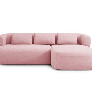 Micadoni rechter hoekbank Jenny 5-zits, chenille roze – 145x225x73cm Micadoni rechter hoekbank Jenny 5-zits, chenille roze – 145x225x73cm