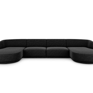 Micadoni Panoramische bank Miley 5-zits, chenille, zwart – 156x330x70c Micadoni Panoramische bank Miley 5-zits, chenille, zwart – 156x330x70c