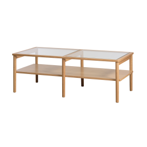 Olivine Boris Eikenhouten Salontafel met Glazen Tafelblad – Naturel Olivine Boris Eikenhouten Salontafel met Glazen Tafelblad – Naturel