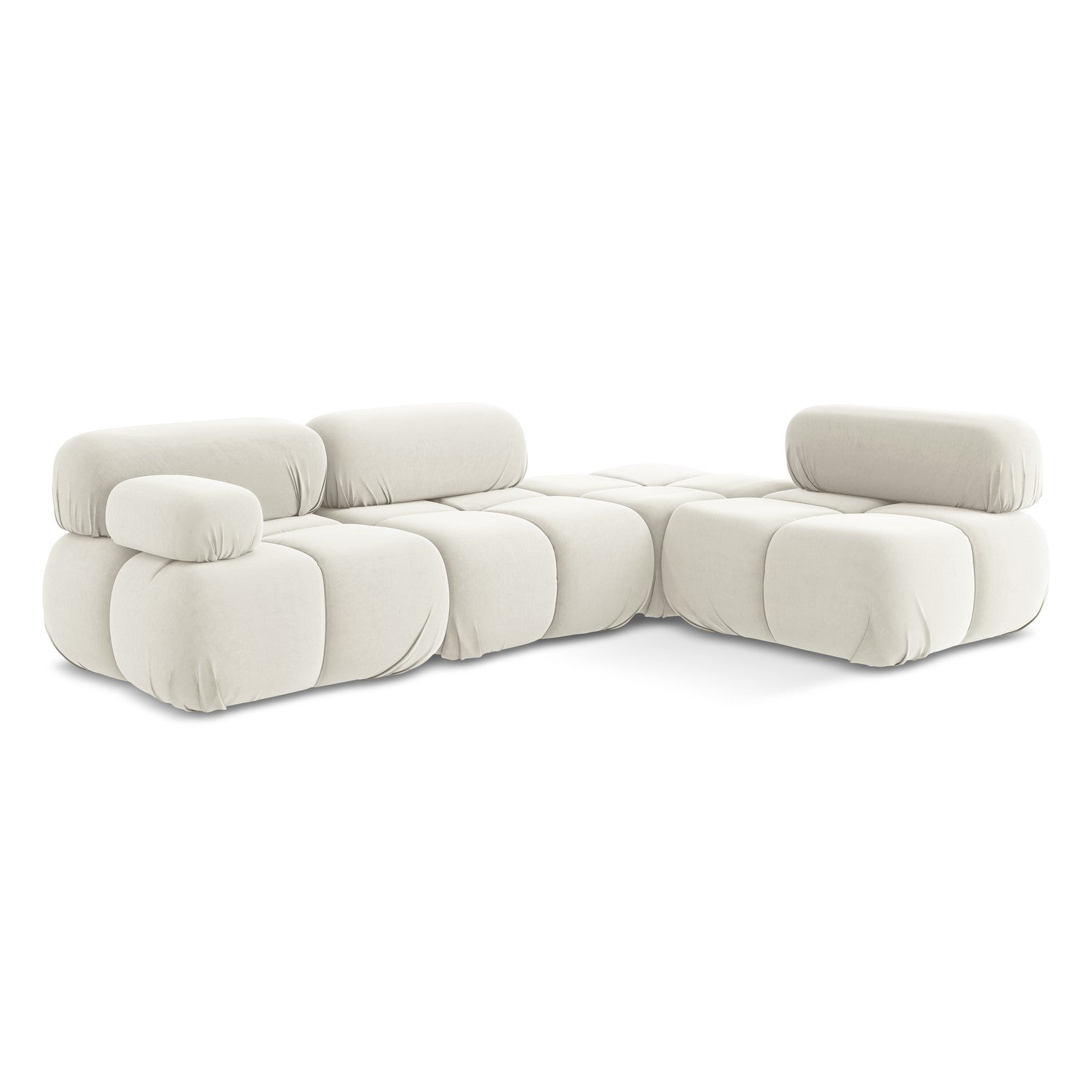 LaMiaSofa hoekbank rechts Sanremo - velours - lichtbeige - 285x190x70
