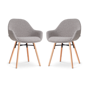 Nolon Nena-Mae Eetkamerstoelen Set van 2 – Bouclé Taupe – Houten Poten Nolon Nena-Mae Eetkamerstoelen Set van 2 – Bouclé Taupe – Houten Poten