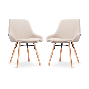 Nolon Nena-Isa Eetkamerstoelen Set van 2 – Beige – Houten Poten Nolon Nena-Isa Eetkamerstoelen Set van 2 – Beige – Houten Poten