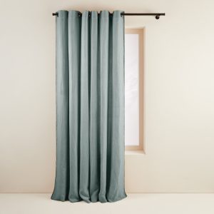 Madura Gordijn Nino groen van grijs en zwarte slinger 135×350 cm