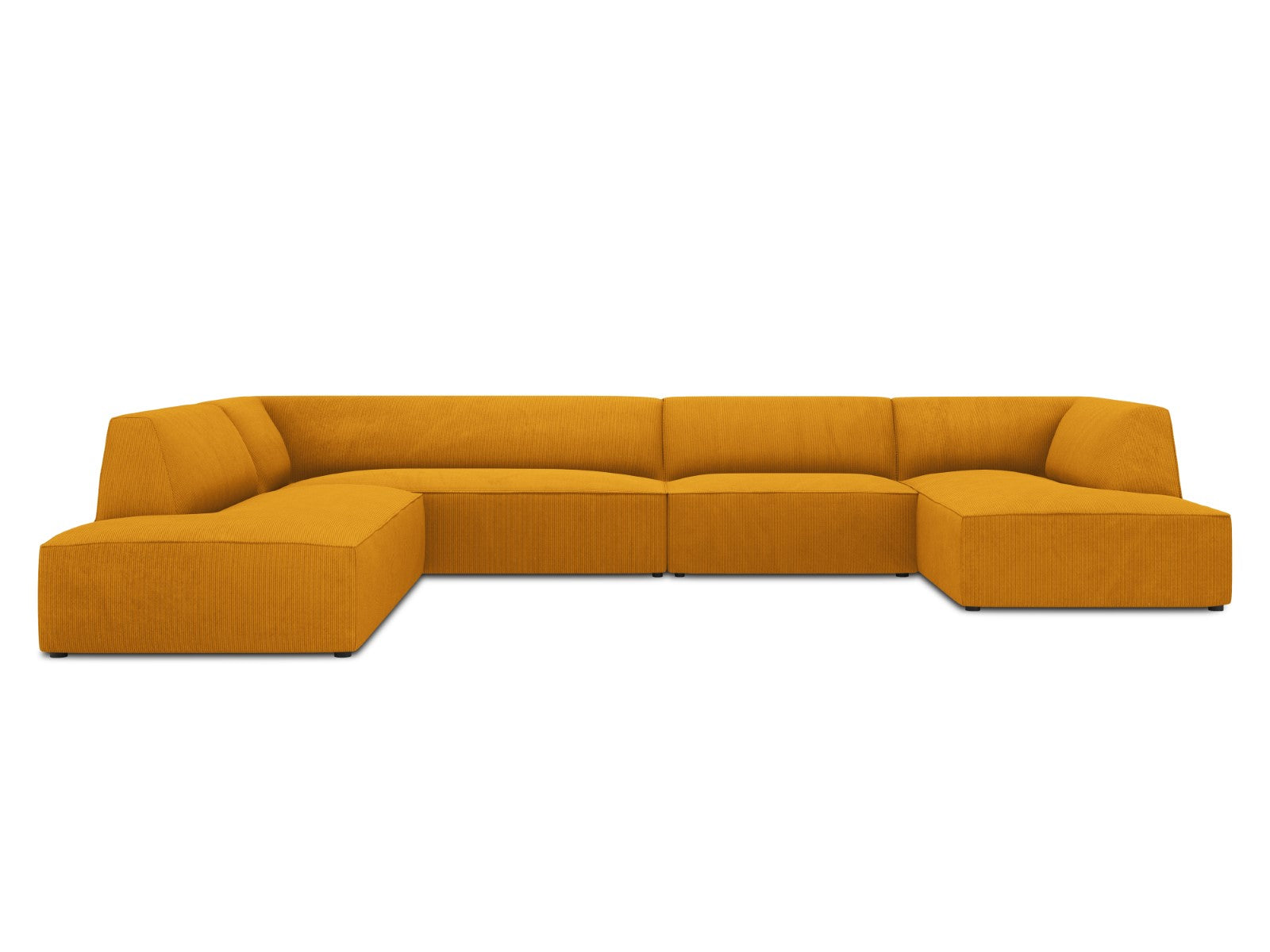 Micadoni Panoramische hoekbank links Ruby 7-zits, ribfluwelen, geel -