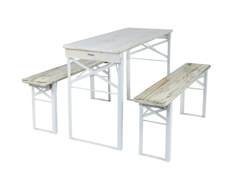 MaximaVida inklapbare picknickset Berlijn 120 cm whitewash - FSC hout