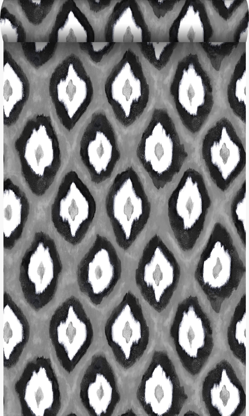 Origin Wallcoverings behang ikat motief zwart en wit - 53 cm x 10.05 m