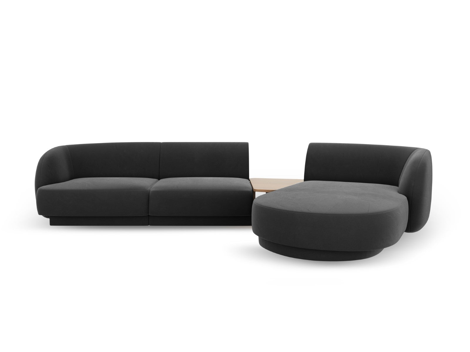 Micadoni Rechte modulaire bank Miley 3-zits, flueel, grijs - 178x303x7