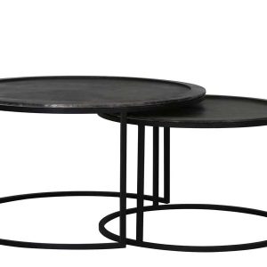 Light & Living salontafel TALCA – Ø78x42cm – zwart – Set van 2 Light & Living salontafel TALCA – Ø78x42cm – zwart – Set van 2