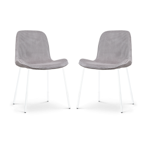 Nolon Nora-Fé Eetkamerstoelen Set van 2 – Rib Warm Grijs – Witte Poten Nolon Nora-Fé Eetkamerstoelen Set van 2 – Rib Warm Grijs – Witte Poten