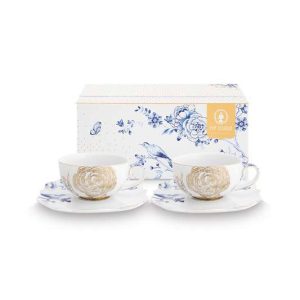 Pip Studio Kop en Schotel – Royal – Wit – 250ml – Set van 2 Pip Studio Kop en Schotel – Royal – Wit – 250ml – Set van 2