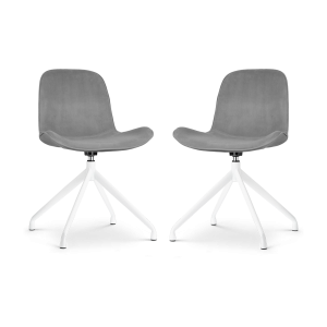 Nolon Nola-Fé Draaibare Eetkamerstoelen Set van 2 Velvet Grijs – Wit Nolon Nola-Fé Draaibare Eetkamerstoelen Set van 2 Velvet Grijs – Wit