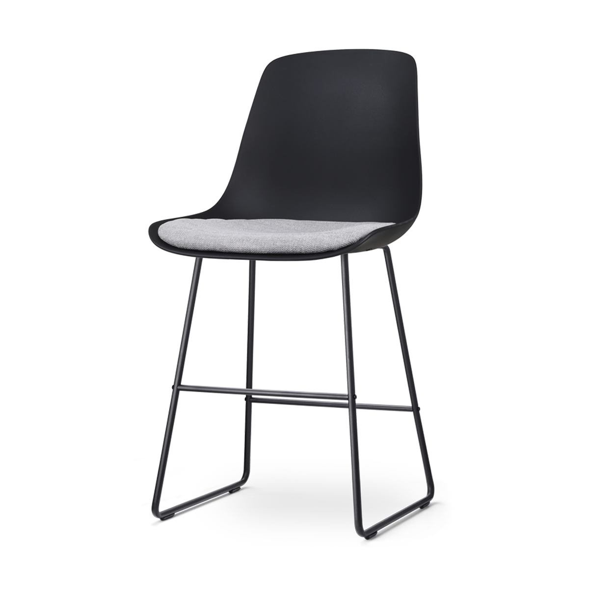 Nolon Nino-Liv Barkruk Zwart - Lichtgrijs Kussen - Zwart Frame - 65cm