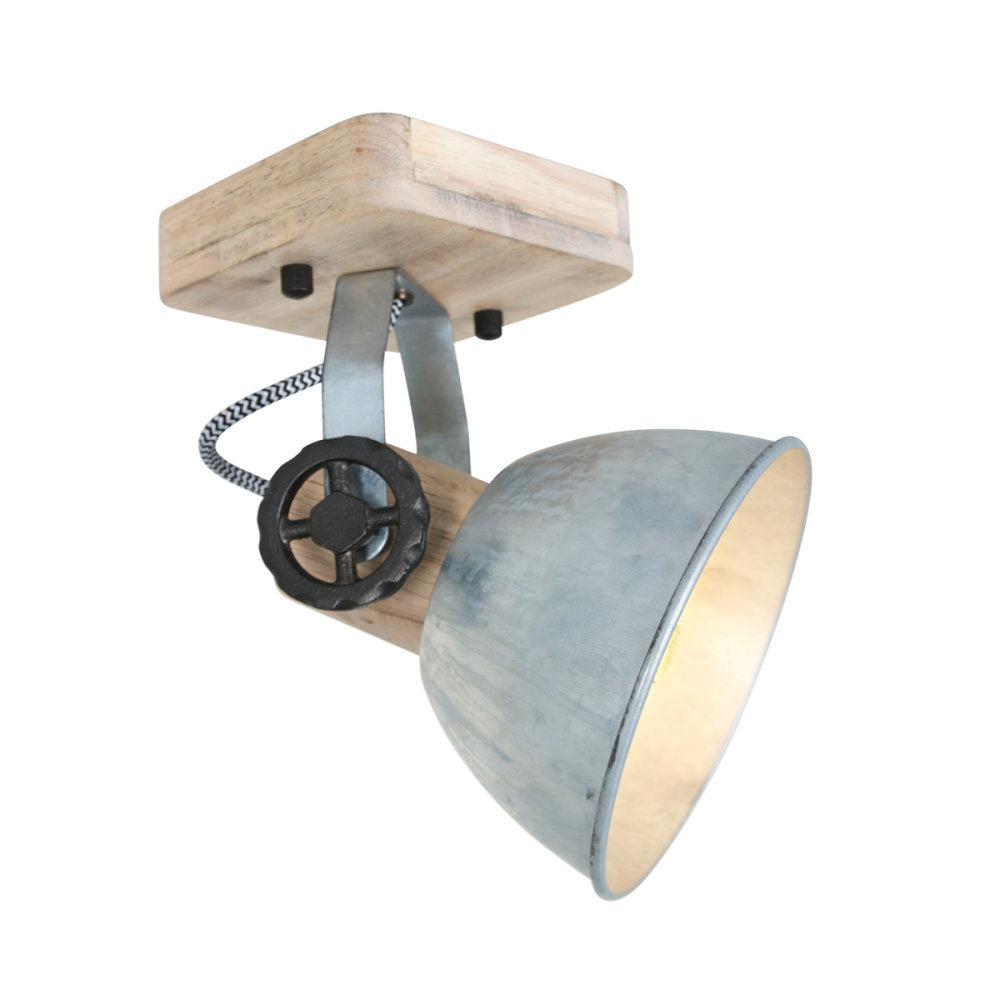 Mexlite spot gearwood - 1 lichts - 15x 17 cm - nikkel