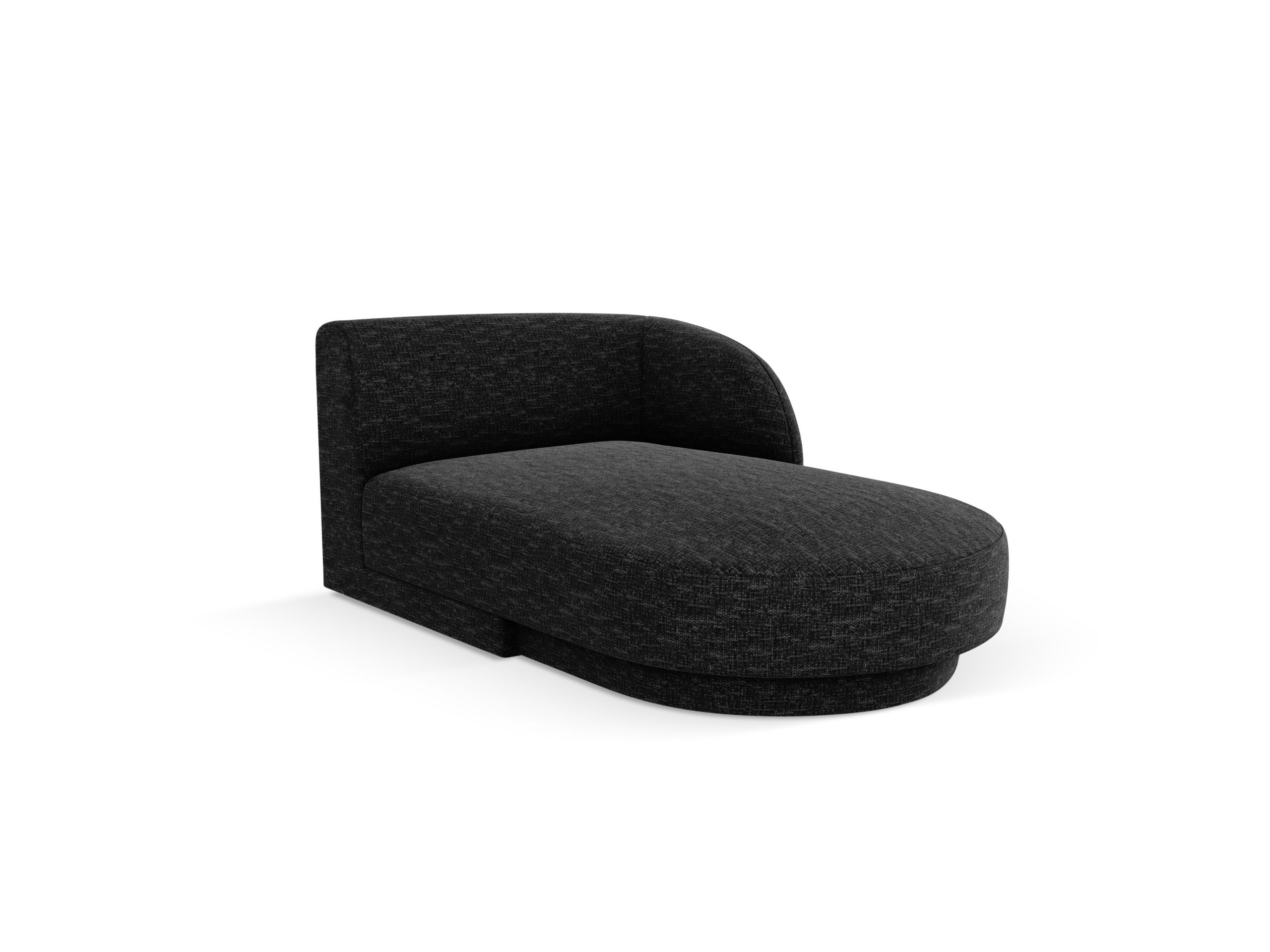 Micadoni rechter chaise longue Miley chenille, zwart - 156x90x70cm