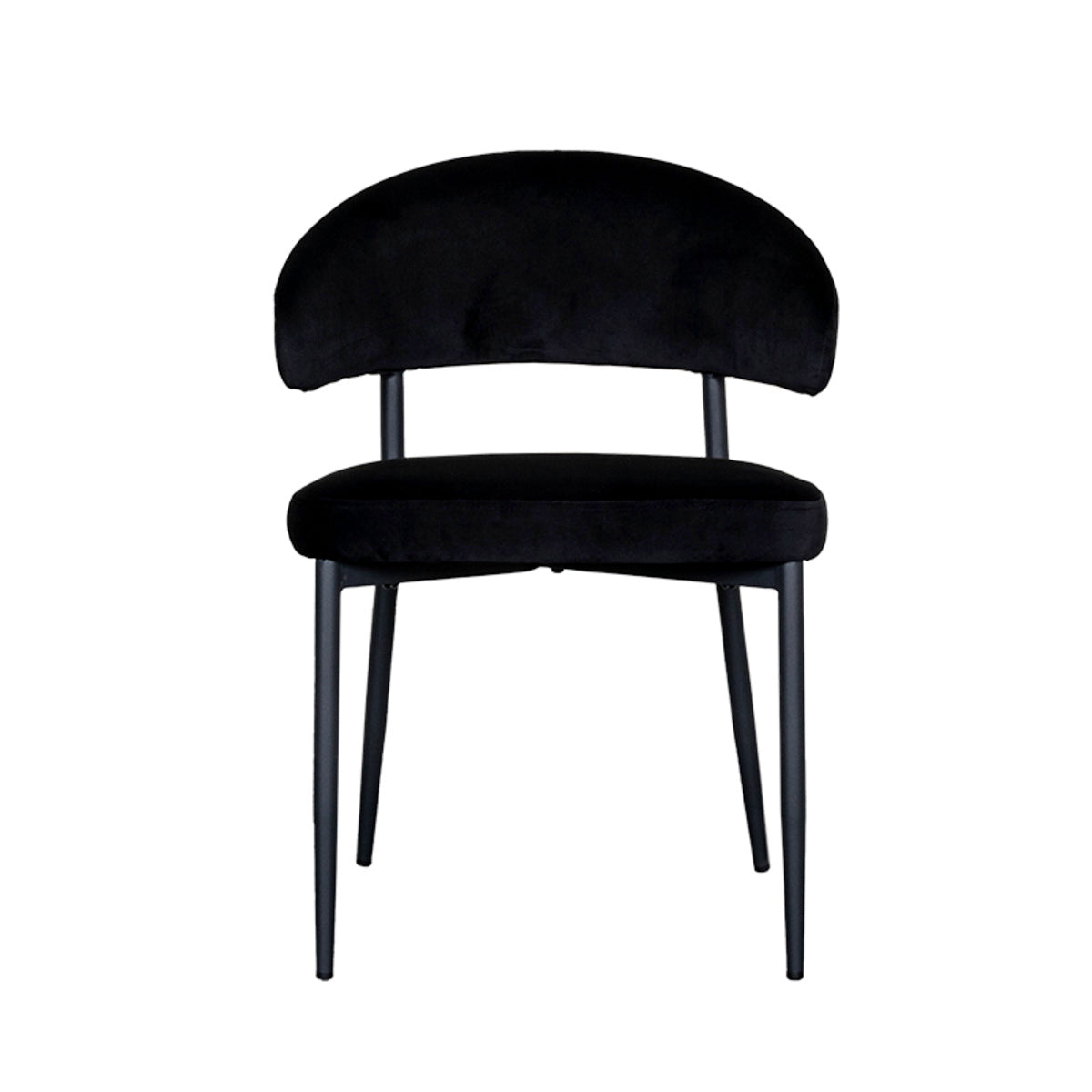 LABEL51 Eetkamerstoel Bliss - Zwart Velvet - Zithoogte 47cm - Set van