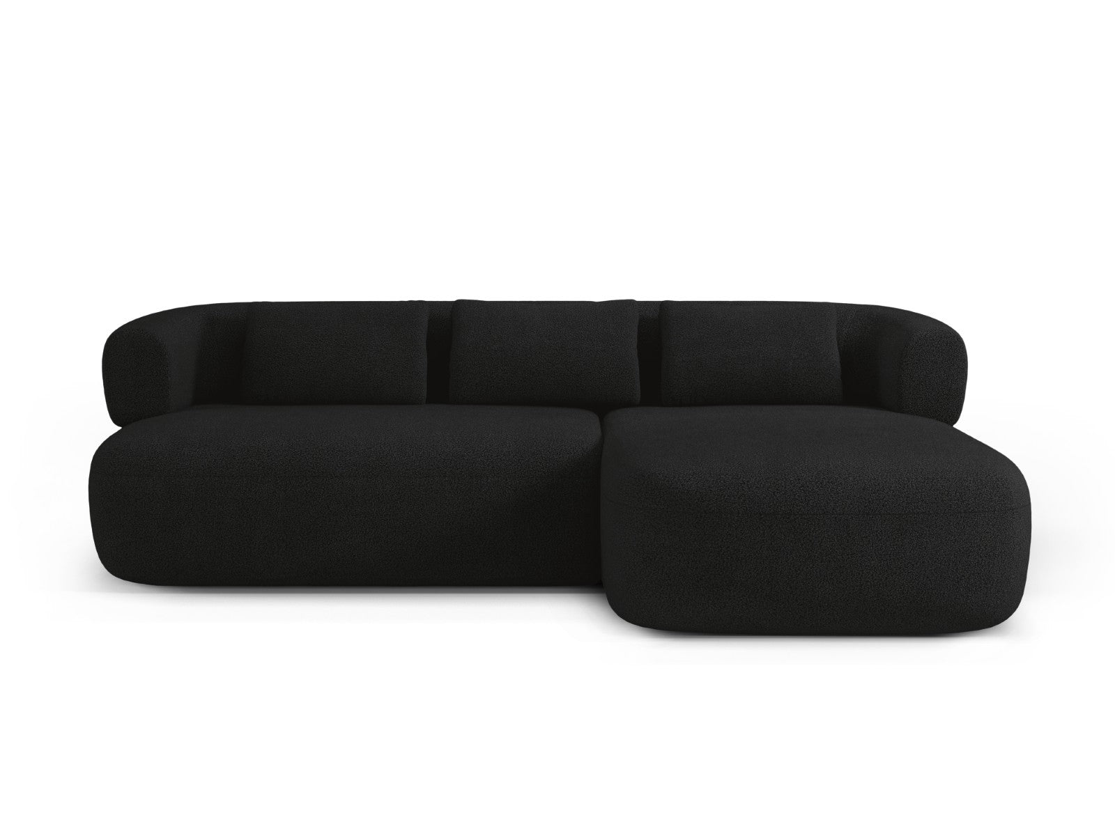 Micadoni rechter hoekbank Jenny 5-zits, boucle zwart - 145x225x73cm