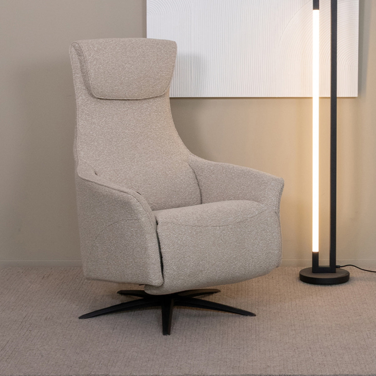 LABEL51 Elektrische Fauteuil Lund - Naturel/Zwart - 74x83x112cm