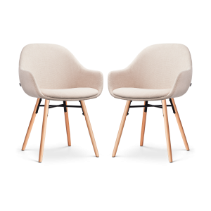 Nolon Nena-Mae Eetkamerstoelen Set van 2 – Beige – Houten Poten Nolon Nena-Mae Eetkamerstoelen Set van 2 – Beige – Houten Poten