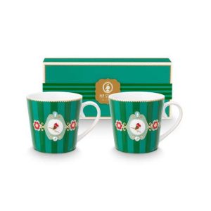 Pip Studio Mokken – Love Birds Medallion – Groen Gestreept – 300ml – S