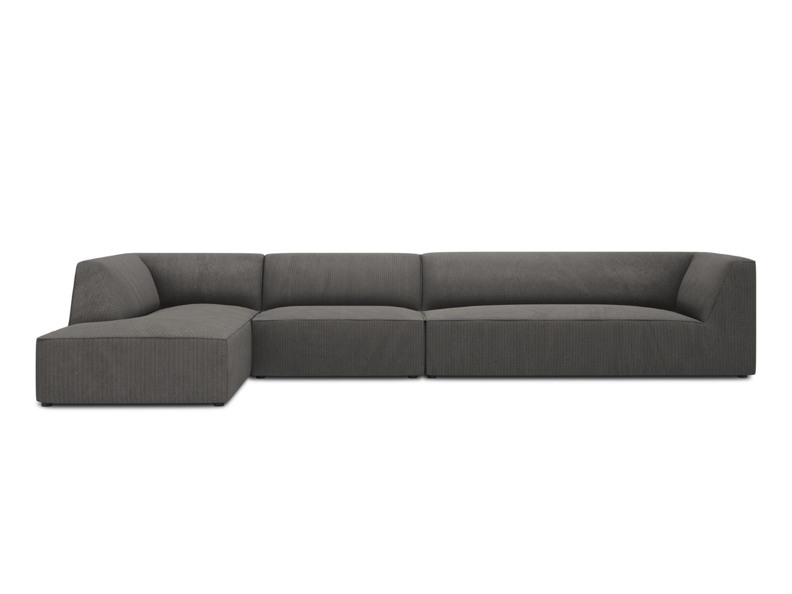 Micadoni linker hoekbank Ruby 5-zits, ribfluwelen, donkergrijs - 180x3